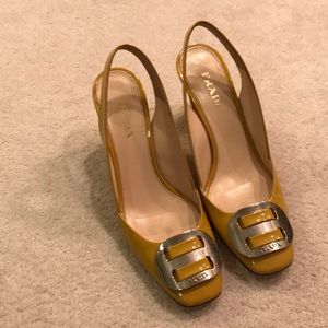 Yellow Prada Heels